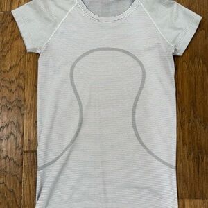 lululemon athletica black Striped Short Sleeve Tee